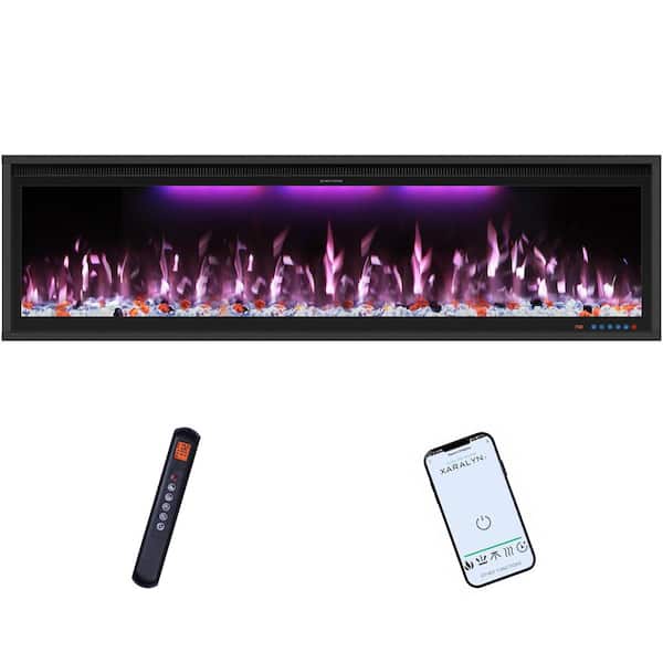 Delandgrand 40 in. Smart Electric Fireplace Insert , Recessed and Wall Mount Fireplace Heater, 1-9H Timer, 507 Color Combinations