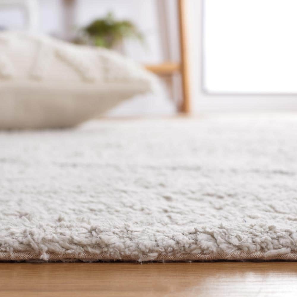 Gray and Ivory Hand-Knotted Washable Rectangular Area Rug