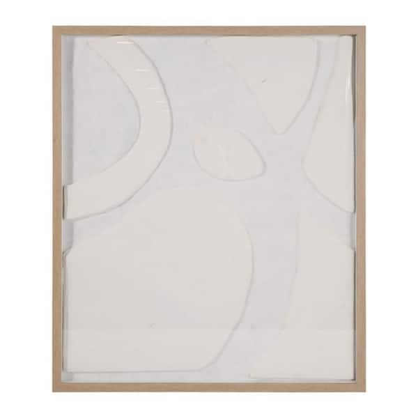 Ivory Glass Paper Dimensional Framed Wall Art 35.5 in. x 29.5 in.