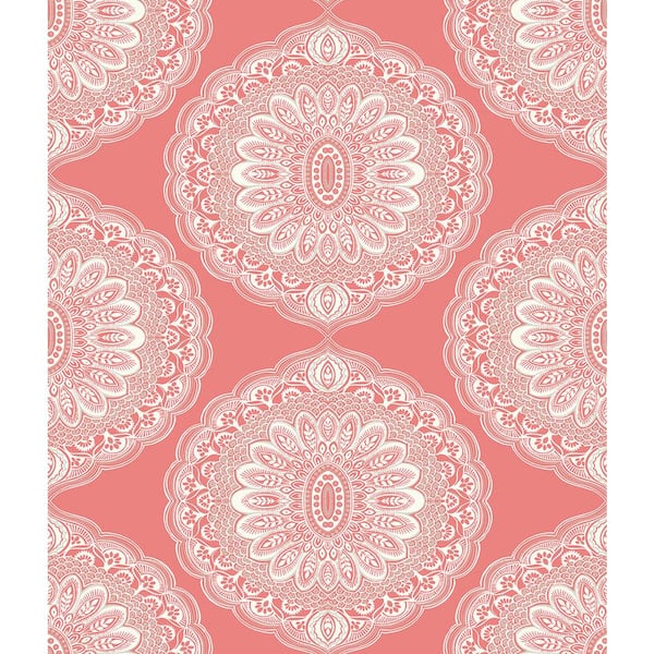 Chesapeake Bolinas Coral Medallion Coral Wallpaper Sample