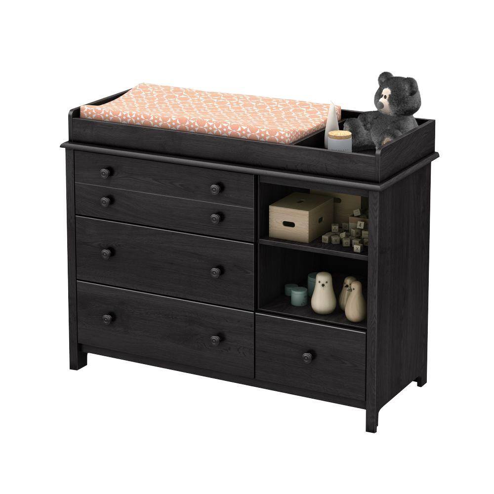 Gray Oak 47" Transitional Changing Table Dresser with Drawers