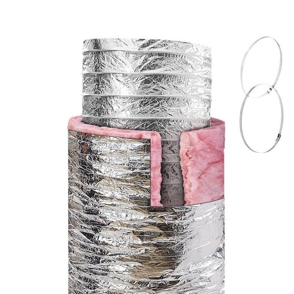 SKYSHALO Dryer Vent Hose, 10 in. Insulated Flexible Duct 25 ft. Long with Duct Clamps, Heavy-Duty 3-Layer Protection for Heating
