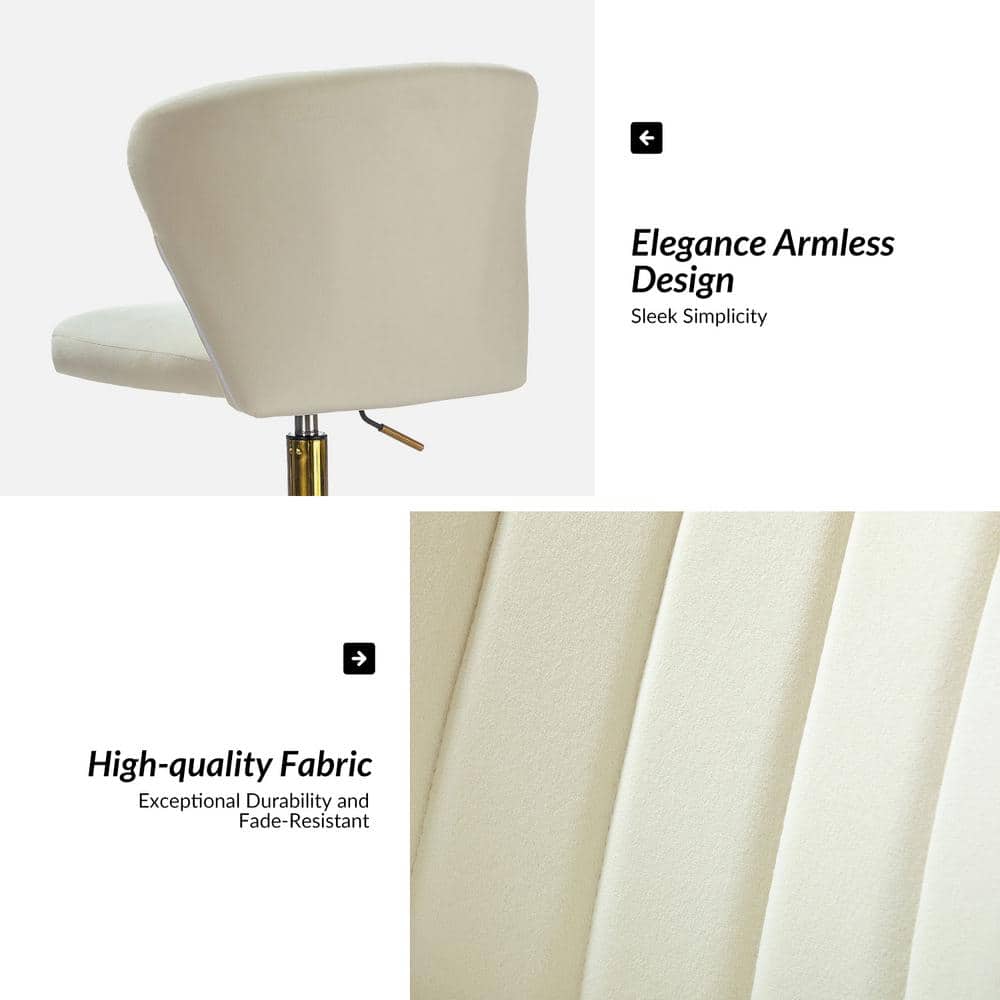 Ivory Adjustable Swivel Task Chair with Gold Metal Base