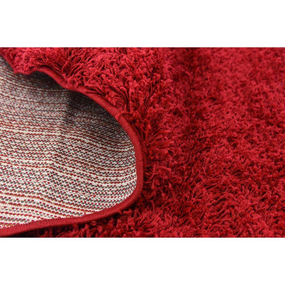 Luxe Cherry Red Round Shag Rug, Stain-Resistant & Washable