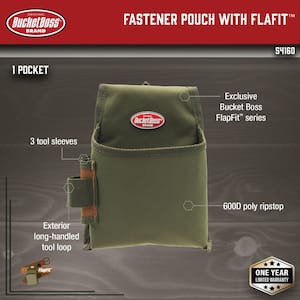 6.5 in. 1-Pocket Fastener Tool Belt Pouch with Flap Fit