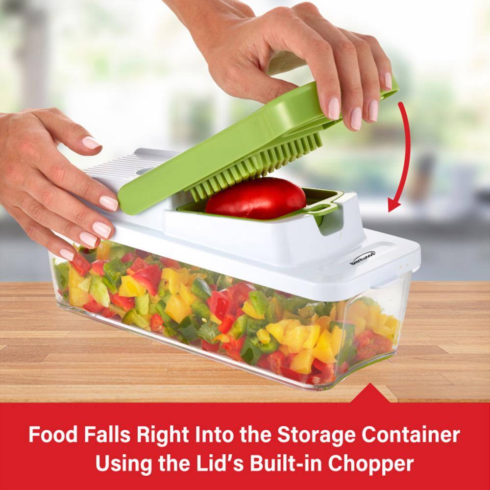 Green and White BPA-Free Plastic Food Chopper with Stainless Steel Blades