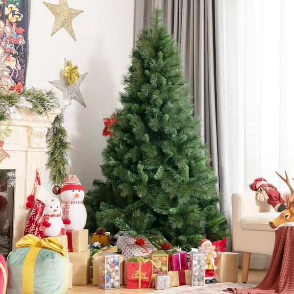 6FT Unlit Artificial Christmas Tree with Stand Indoor Outdoor Xmas PVC 