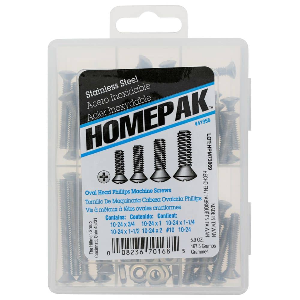 HOMEPAK 0.75 in. Stainless-Steel Oval Head Phillips Machine Screw Assorted Kit price history on PriceWatchPro