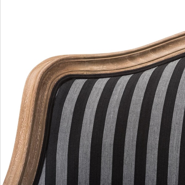 Baxton Studio Charlemagne Black Stripes Fabric Upholstered Accent