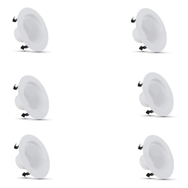 Feit Electric 4 in. Integrated LED White Retrofit Recessed Light Trim Dimmable CEC Title 24 Downlight Soft White 2700K, 6-Pack