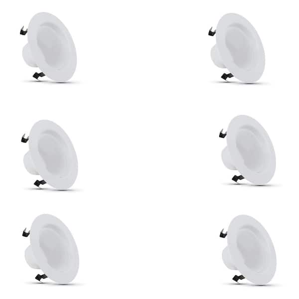 Feit Electric 4 in. Integrated LED White Retrofit Recessed Light Trim Kit Dimmable CEC High Output Downlight Daylight 5000K (6-Pack)