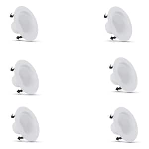6-pack 4 in. 1000 Lumens High Output 5000K Daylight Dimmable Integrated LED Retrofit Recessed Light Trim Kit, White