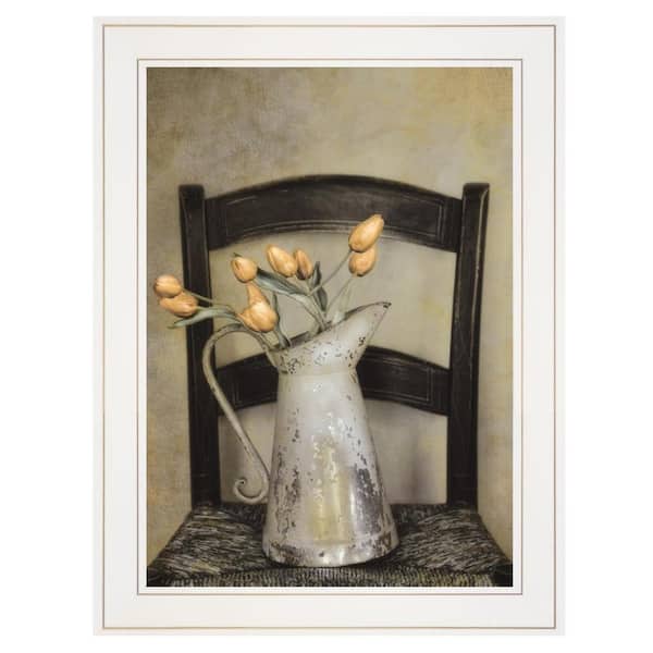 HomeRoots Charlie Golden Tulips 1-Piece Framed Wall Art 19 in. x 15 in.