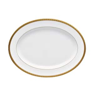 Charlotta Gold/White Porcelain Oval Platter 16 in.