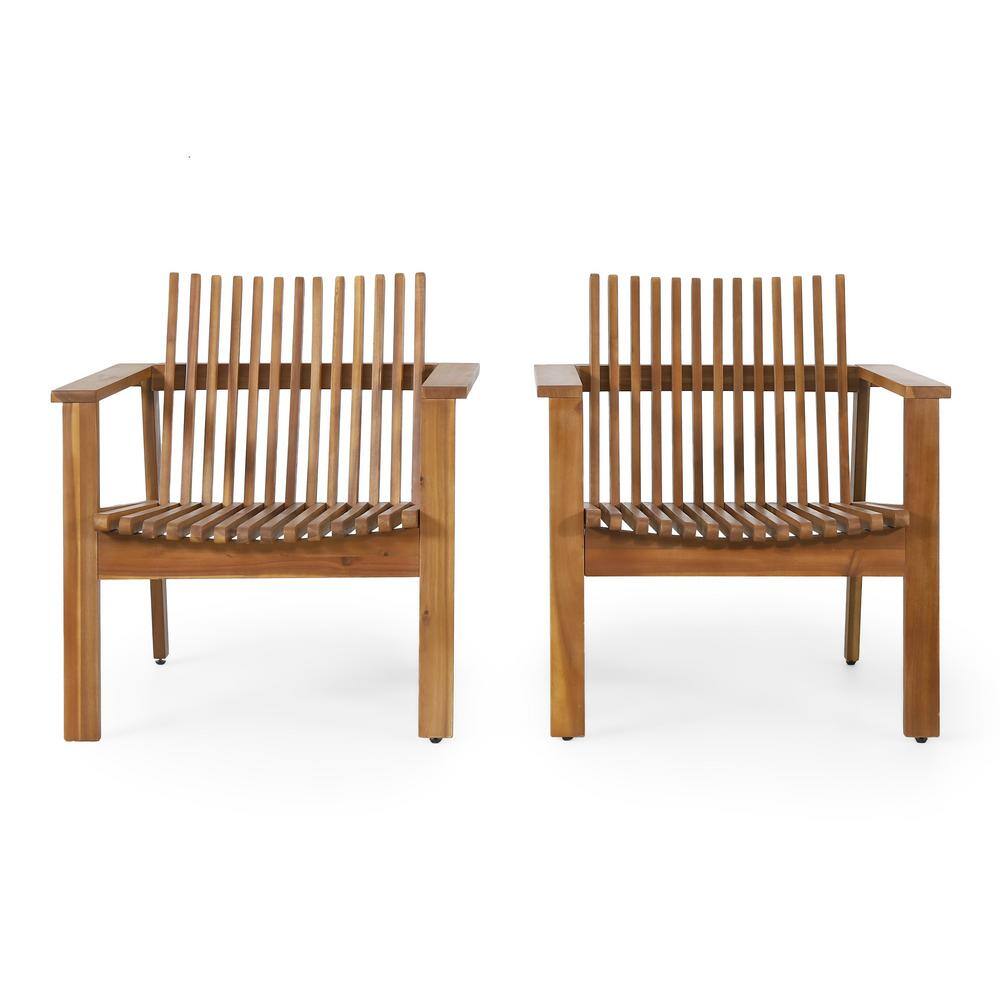 Clyde Teak Finish Stationary Solid Wood Patio Outdoor Lounge Chairs, Set of 2 price history on PriceWatchPro
