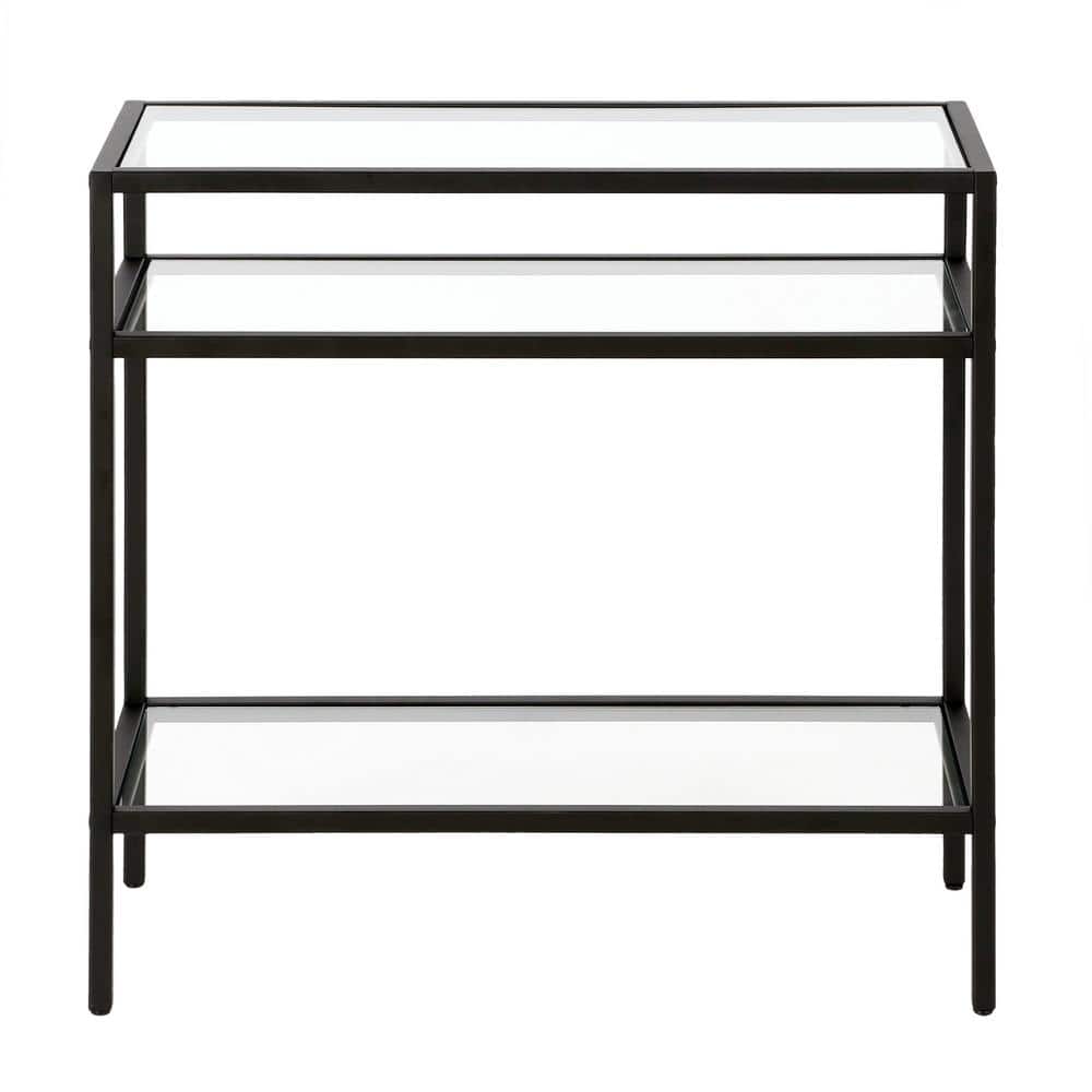 24" Blackened Bronze and Glass Rectangular Side Table