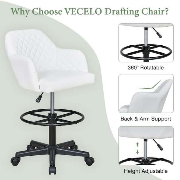 VECELO Swivel Office Chair Faux Leather Upholstered Ergonomic