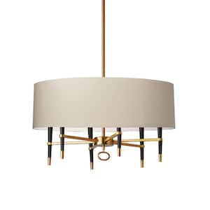 Langford 6-Light Vintage Bronze Chandelier with Fabric Shades