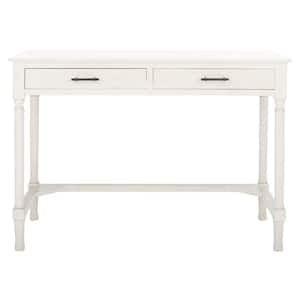 Mckinlee 42 in. Rustic White Wood 2-Drawer Writing Desk