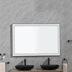 60 in. W x 36 in. H Rectangular Black Framed LED Luminous Wall Mount Bathroom Vanity Mirror