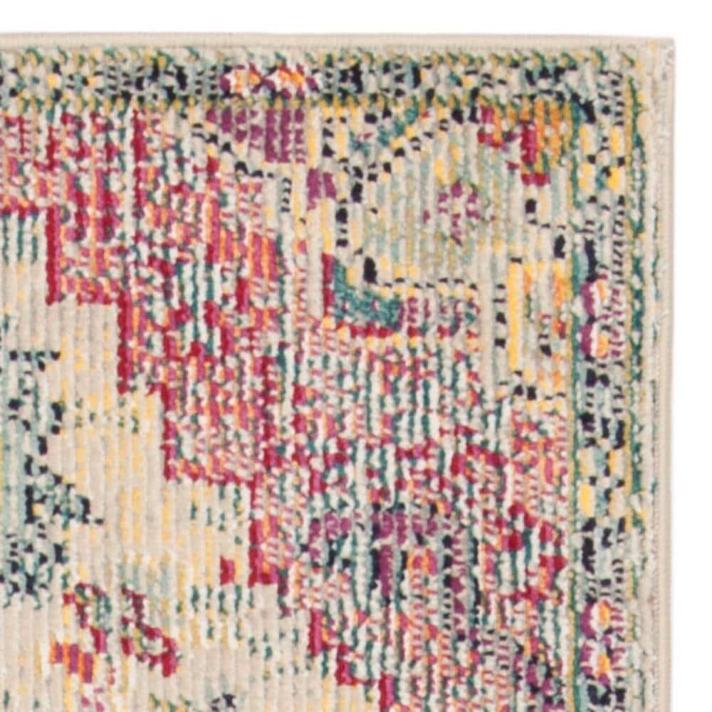 Off-White Floral Tufted Synthetic Reversible Area Rug
