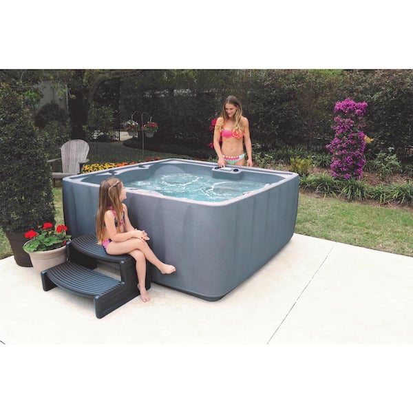 AquaRest Spas Elite 600 6-Person Plug and Play Hot Tub with 29 Stainless Jets, Ozone and LED Waterfall in Graystone