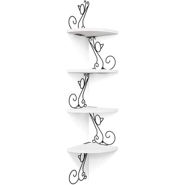 Cubilan 7.87 in. W x 7.87 in. D White Decorative Wall Shelf, Floating Corner Wood Shelves