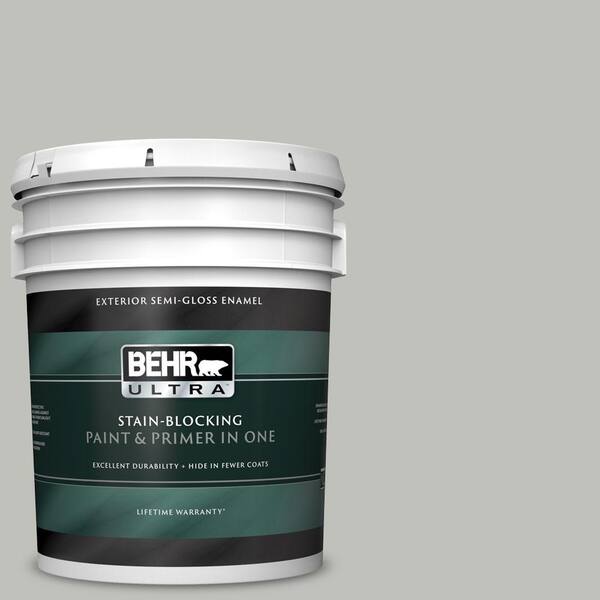 BEHR ULTRA 5 gal. #UL210-8 Silver Sage Semi-Gloss Enamel Exterior Paint and Primer in One