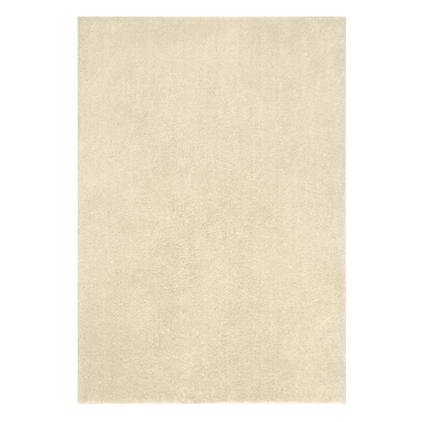 Leick Home Dagen Soft Shag Modern Beige 8 ft. x 10 ft. Solid Color Polypropylene Area Rug