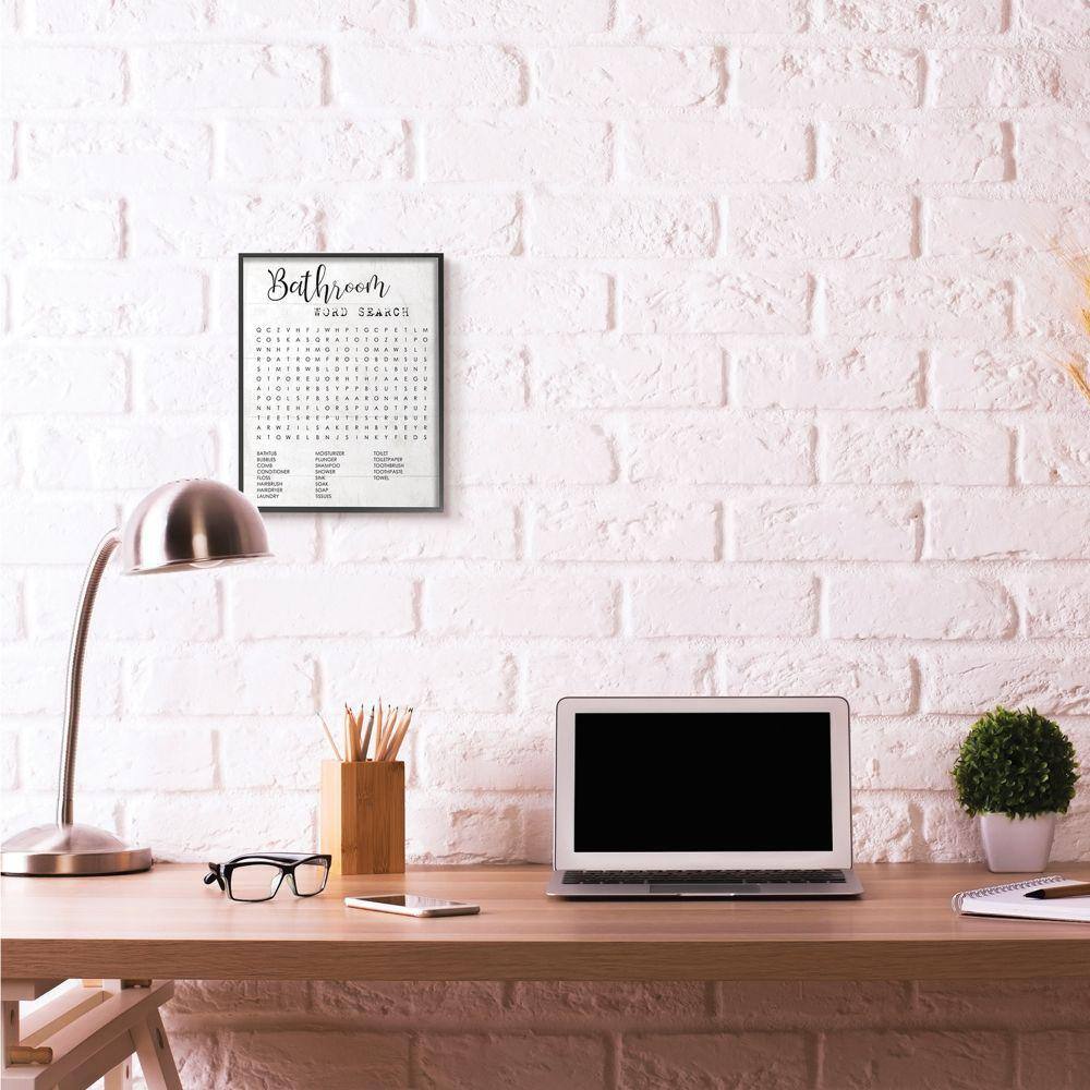 Black Framed Bathroom Word Search Canvas Print