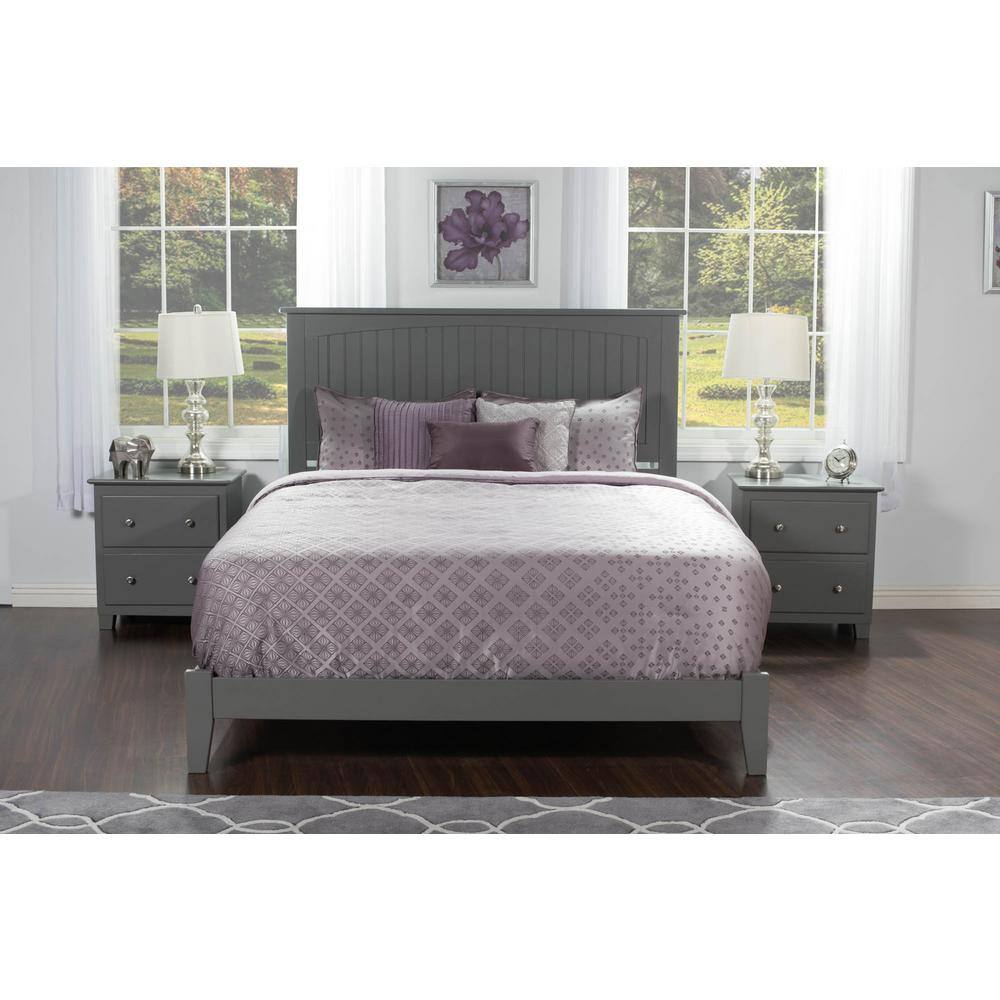 Nantucket Gray Queen Wood Frame Bed with Headboard