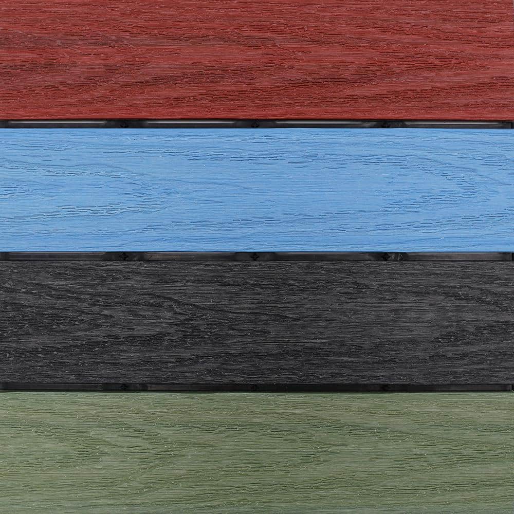 Rainbow Composite Interlocking Deck Tiles for Outdoor Flooring, Set of 10