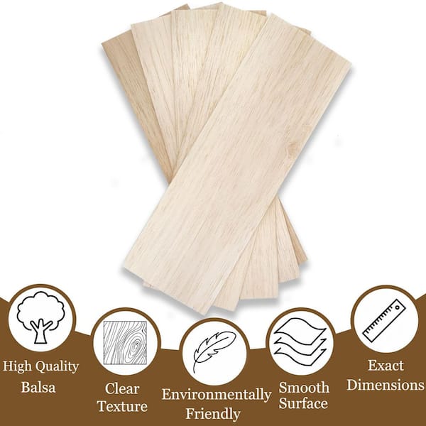 Afoxsos 1/8 in. x 4 in. x 12 in. Balsa Wood Project Panel