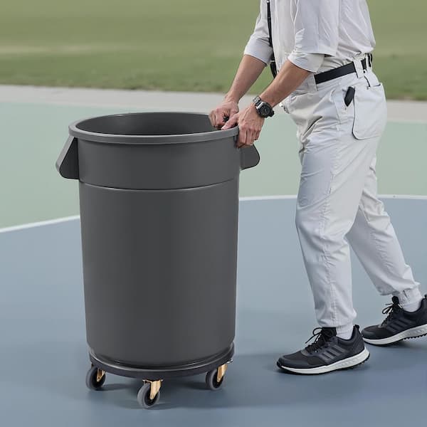 Trash Can Dolly with 4 Lockable Wheels, Fits 20,32,44,55 Gal. Containers, 500 lbs. Capacity, Heavy Duty Rolling Cart