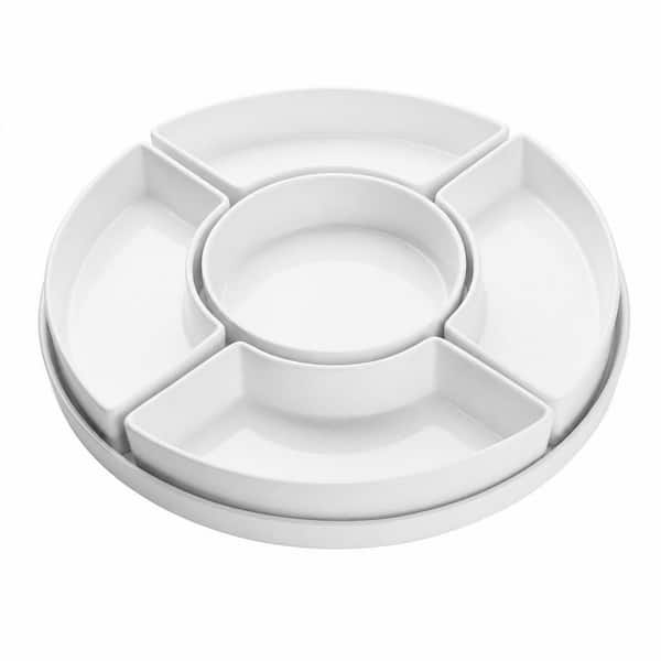11.5 in. 5-Compartment White Porcelain Divided Serving Dishes (Set of 1), Stylish and Versatile, Easy to Use