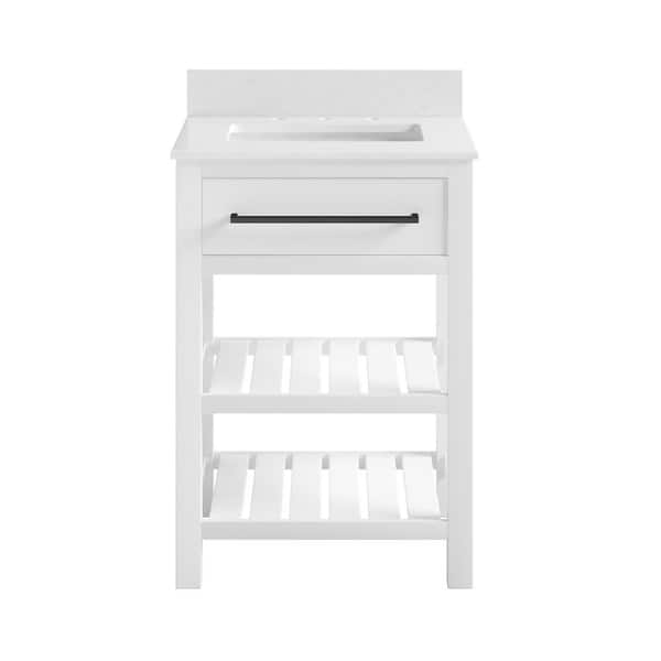 DHP Cleveland, 24 in. W x 22 in. D x 38 in. H, Traditional Bath Vanity with Ceramic Top in White