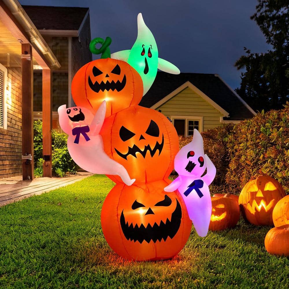 6ft LED-Lit Halloween Inflatable with Pumpkins and Ghosts