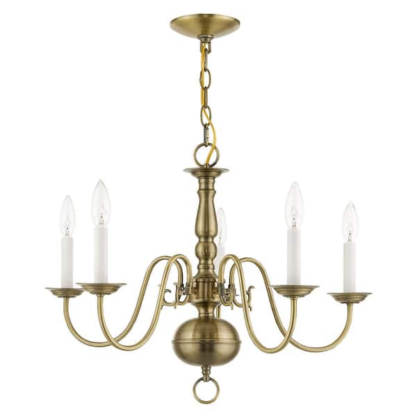 AVIANCE LIGHTING Yorkhaven 5-Light Antique Brass Chandelier