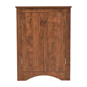 17.2 in. W x 17.2 in. D x 31.5 in. H Brown Linen Cabinet with Adjustable Shelves, Freestanding Floor