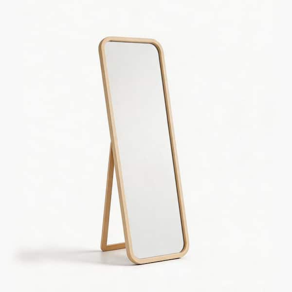 Wyatt Beige 18.11 in. W x 62.99 in. H Rectangle Freestanding/Wall-Mounted Solid Beech Wood Full Length Mirror