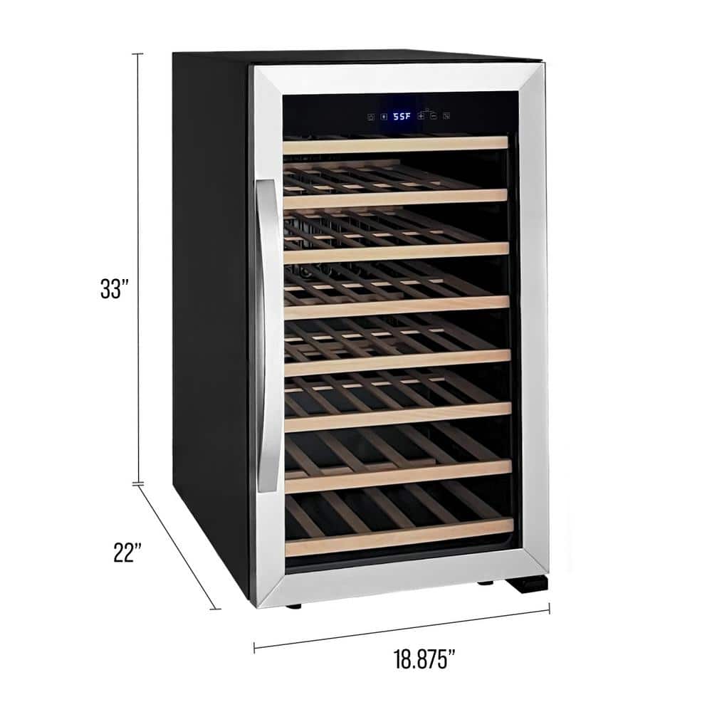 Stainless Steel Single Zone 50 Bottle Wine Refrigerator