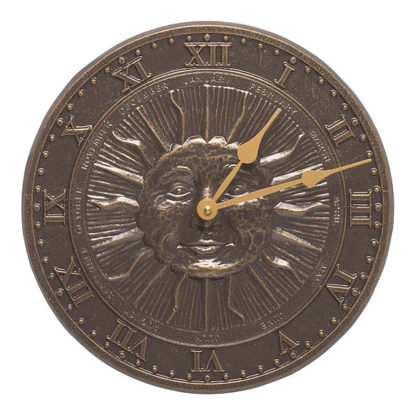 Whitehall Products 13 in. French Bronze Sunface Clock
