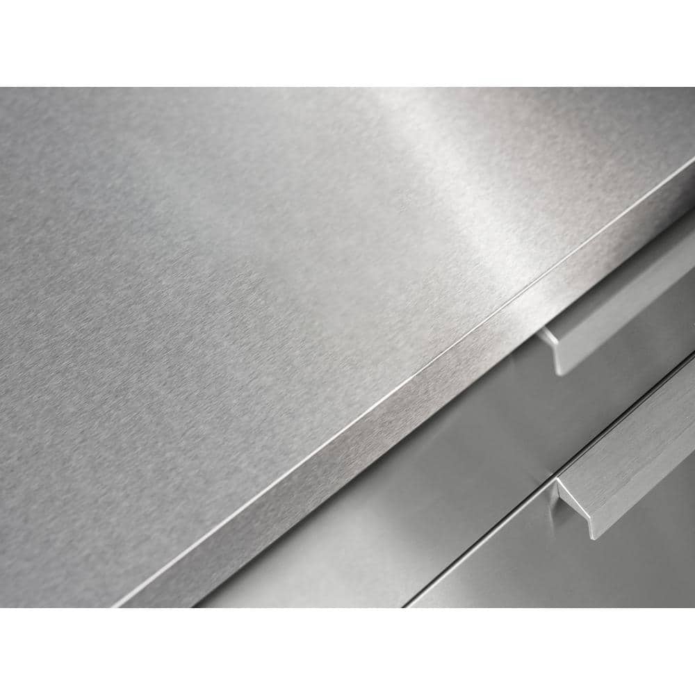 96-Inch Glossy Stainless Steel Outdoor Kitchen Countertop