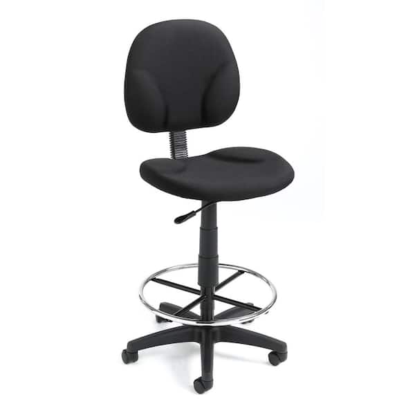 BOSS Office Products Black Crepe Fabric Armless Ergonomic Drafting Chair