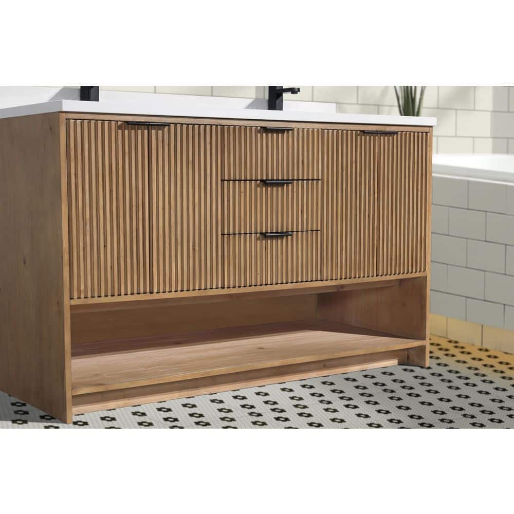 San Diego 55" Weathered Fir Double Sink Freestanding Vanity