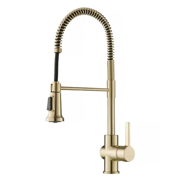 KRAUS Britt Single Handle Commercial Style Kitchen Faucet in Spot Free Antique Champagne Bronze