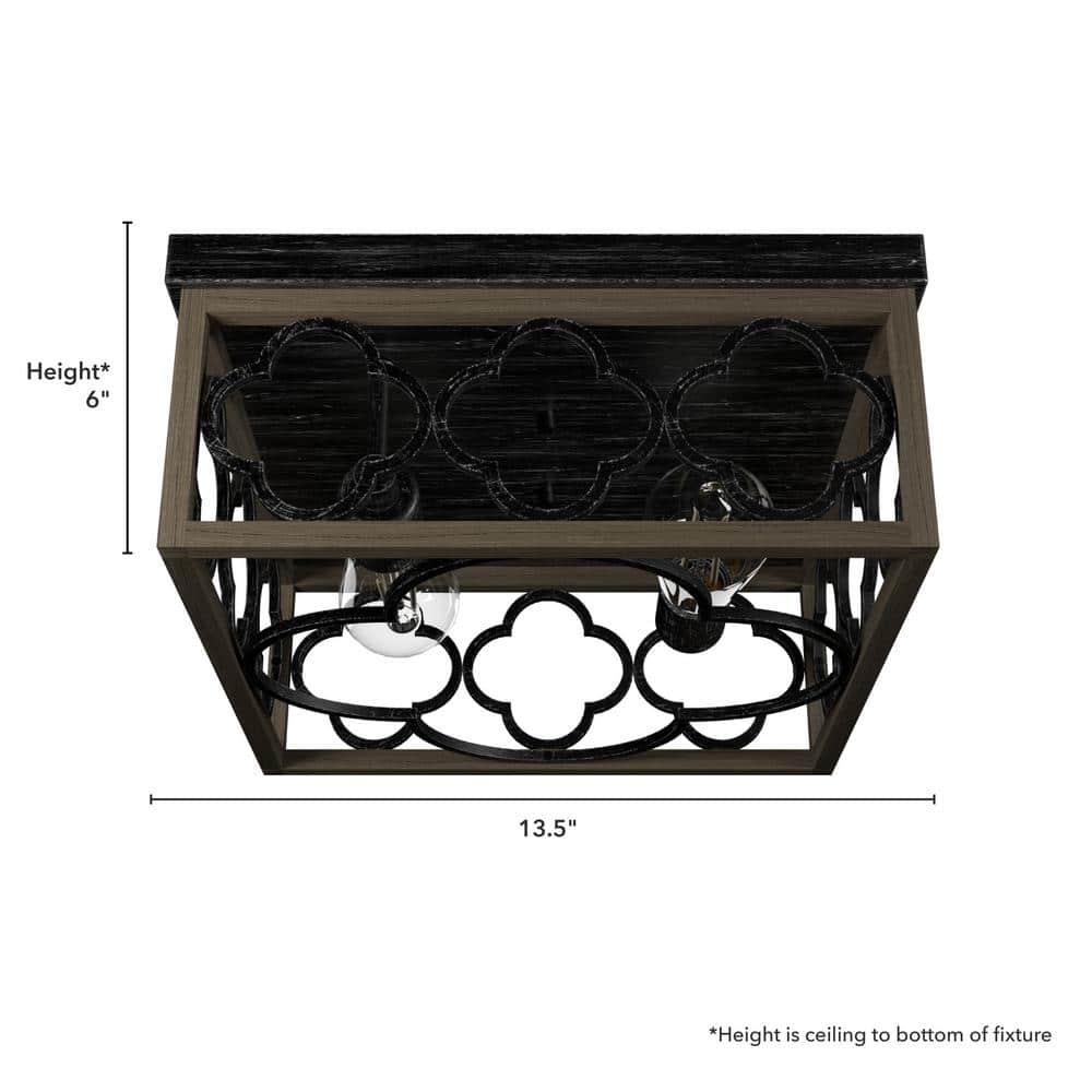 Gablecrest 14" French Oak Aluminum Flush Mount Light