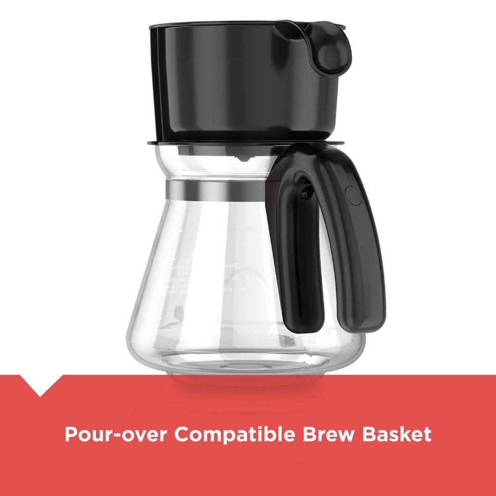 Black and Silver 5-Cup 4-in-1 Coffee Maker with Thermal Mug
