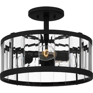 Lucia 15 in. 3-Light Matte Black Semi-Flush Mount