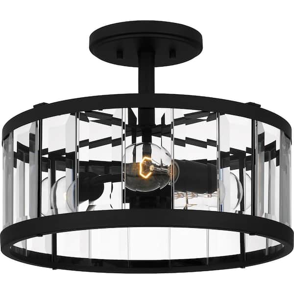 Quoizel Lucia 15 in. 3-Light Matte Black Semi-Flush Mount